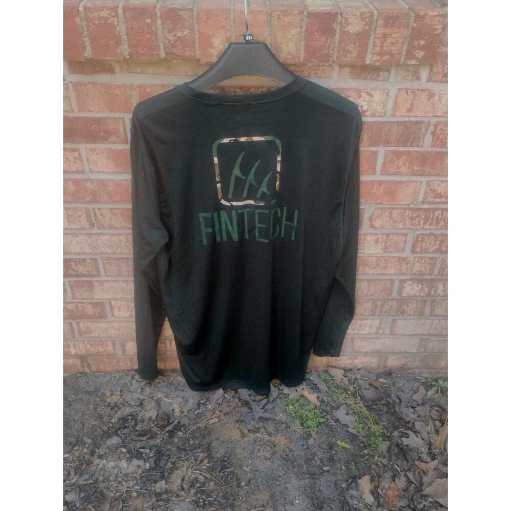 Fintech WDLND Box Logo Sun Defender UV Performance Fishing Shirt Mens XL Black